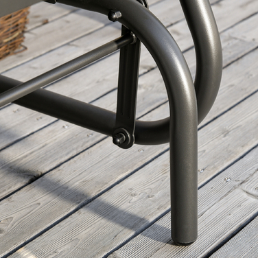 Крісло-гойдалка для саду з металу, крісло-гойдалка з підлокітниками та спинкою, садова гойдалка до 120 кг, вуличний розслаблюючий стілець для балкона, саду, тераси, чорного кольору.