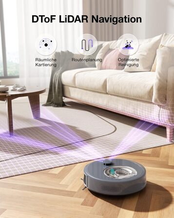 Робот-пилосос OKP L7G 3-в-1 з функцією миття, 6000Pa, LiDAR, 150 хв, WiFi, Alexa, для тварин, килимів, твердих підлог, сірий