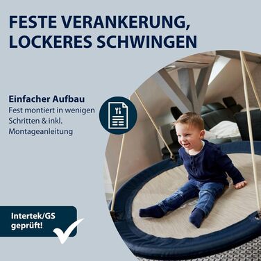 Шоукель HUDORA Nestschaukel Lounge - регульована висота, діаметр 90/110 см, до 150 кг, закрита сидіння, сімейна для дому та саду (Midnight, 110 см, Single)