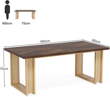 Tribesigns: Стол для офісу 160 см, дерев'яний, великий комп'ютерний стіл, коричневий, з металевим каркасом