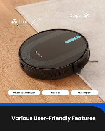 Робот-пилосос Proscenic 850T Wi-Fi, 3000 Па, Alexa/Google/додаток, функція миття, килим/тверда підлога, чорнийсиній