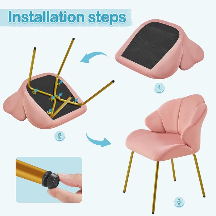 Крісло Yaheetech у формі мушлі, сучасне крісло-навушник, з металевими ніжками, поліестер, для вітальні/туалетного столика/спальні, комплект, білий (1), рожевий