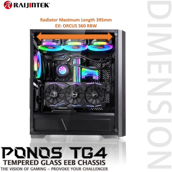 Корпус для ПК Raijintek PONOS TG4, сумісний, скло, чорний