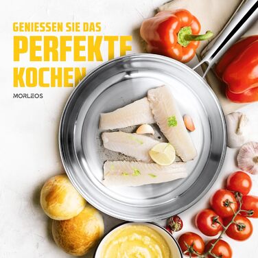 Сковорода Morleos керамічна Ø 32 см, без PFAS та PTFE, антипригарна, 5-шарова, 3 мм, для індукційних плит, з нержавіючої сталі, можна мити в посудомийній машині