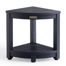 Крісло для душу Eck-Duschhocker, водонепроникне, з полівудного дерева, для ванної кімнати, стілець для душу, стілець для душу з регульованими ніжками, неслизький, білий (чорний)