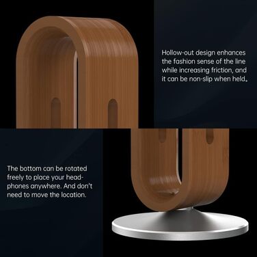 Підставка для навушників EHOTER з дерева, U-подібний дизайн, універсальна, для всіх розмірів навушників
