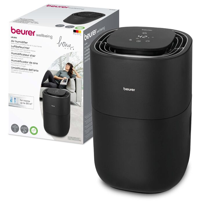 Зволожувач повітря Beurer LB 300 Plus: Тест-переможець Stiftung Warentest, холодний тип випаровування, індикатор вологості, фільтр-сушка, до 45 м²
