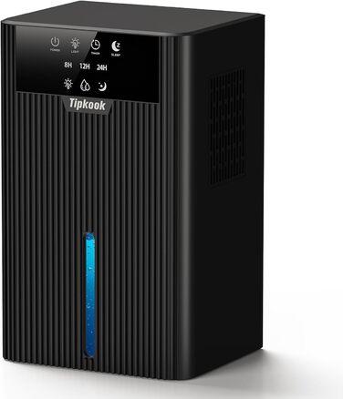 Електричний осушувач повітря Tipkook 2400 мл з автоматичним розморожуванням, 10 кольорів підсвічування, таймер 8/12/24 год, 35 дБ, портативний для ванної, спальні, кухні, шафи (новий, чорний)