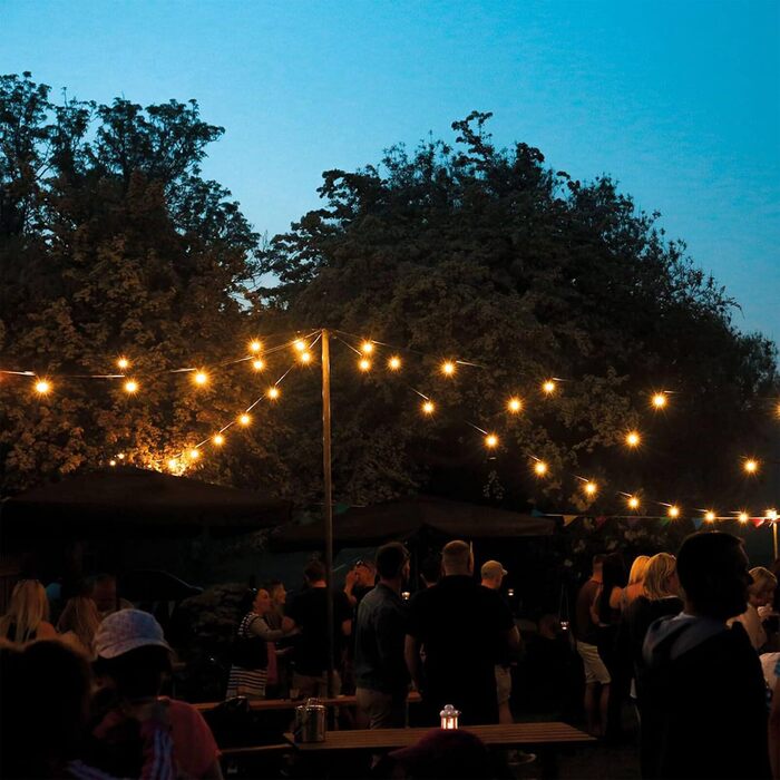 Ланцюжок прикрас для дому та саду 30м LED ST45, теплі світлодіоди 2700K, E27, IP65, вологостійкий, для вечірок та святкування