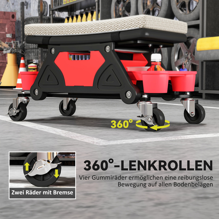 Зручний робочий стілець на колесах із полицею 35 см заввишки.  Витримує навантаження до 135 кг. Колір: сірий.