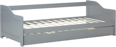 Висувне ліжко Homestyle4u 90x200 з ящиком для зберігання, дерев'яне ліжко з ламелями для дітей, сірий колір