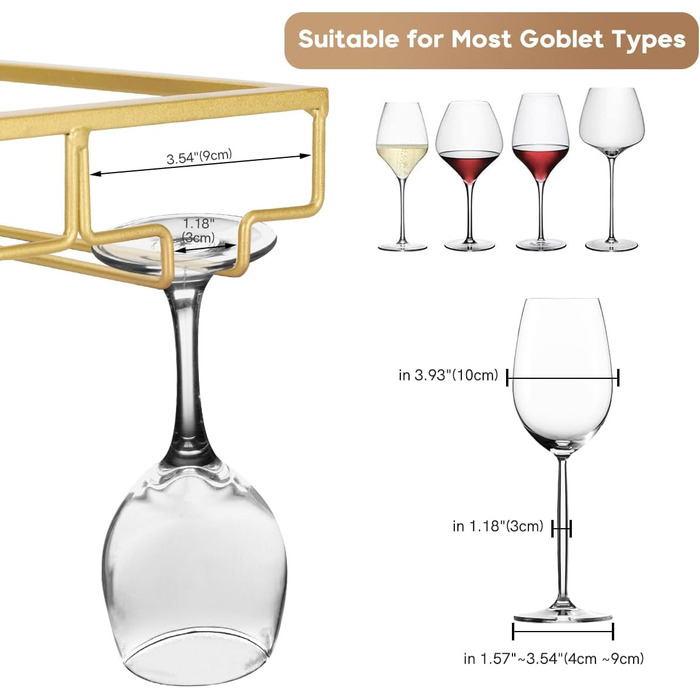 Стелаж для склянок Xverycan (Золотий, 6 рядів)