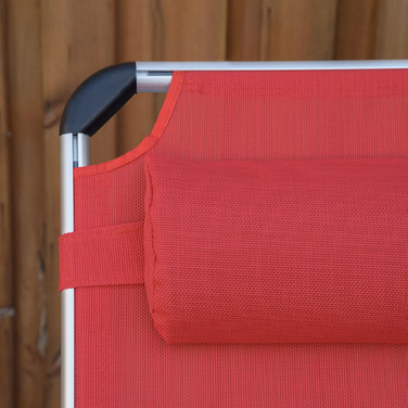 Outsunny Sun Lounger Садовий шезлонг 5-позиційний регульований складний ергономічний з сіткою червоний 165 x 60 x 76 см для відпочинку на свіжому повітрі