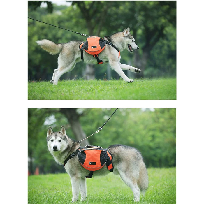 Сідельна сумка, рюкзак для собак середнього розміру, рюкзак для подорожей, походів, тренувань, світловідбиваючий водонепроникний регульований жилет з ручкою (Помаранчевий, L (собака 28 кг - 40 кг), Помаранчевий L (собака 28 кг - 40 кг), Помаранчевий L (со