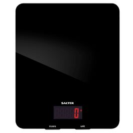 Цифрові кухонні ваги Salter 1160 BKDR - електронні харчові ваги місткістю 10 кг, ваги для випічки з функцією тарування, вимірювання рідини, великий РК-дисплей, тонка скляна платформа, чорний (5 кг)