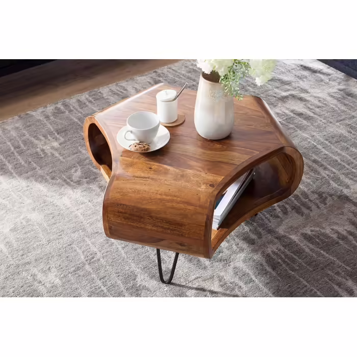 Журнальний стіл KADIMA Design 55x38x55 см з масиву шишаму для вітальні