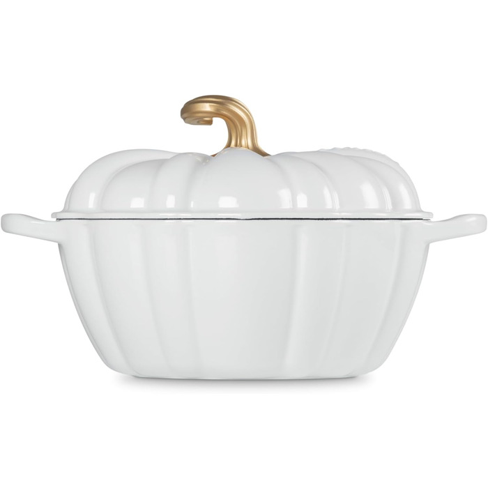 Кокотниця Le Creuset Figurale Kürbis, емальоване чавун, 4 л, білий колір з мідним ручками