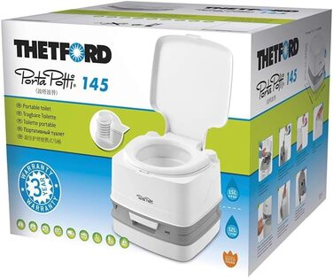 Портативна туалет Thetford Porta Potti 145 Qube, біло-сіра, 330x383x427 мм