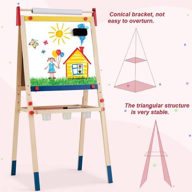 Дитяча мольберт-стіл LIFEZEAL з крейдяною дошкою, дерев'яний, 52.5 x 51.5 x 106.5 см