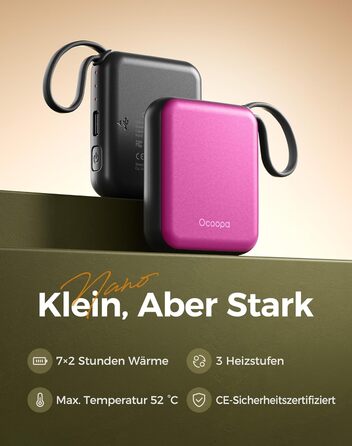 Електричні грілки для рук Ocoopa 2 шт., USB, 4000mAh, 3 режими нагріву, до 52°C, для зими, спорту та подорожей, Ocoopa x UT5 Nano Wiesengeflüster (Квіткова серія)