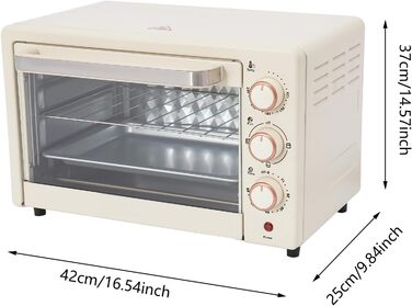 Міні-піч 22L з грилем та решіткою, 1000W, таймер 60хв, піч для піци, 120-250°C, електрична піч для сім'ї, вечірок, грилів, сніжків та десертів