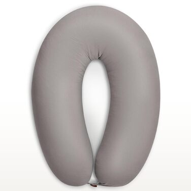 Подушка для годування та вагітності sei Design XXL (190x35 см), ергономічна подушка для сну з чохлом з органічної бавовни муслін, сріблясто-сіра