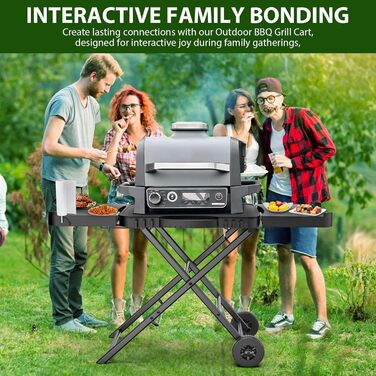 Мобільний гриль-візок для Ninja Woodfire, Weber, Blackstone, Nexgrill, Traeger та більшості переносних грилів та піч-грилів, з колесами та тримачем для паперових рушників, 129,5 см