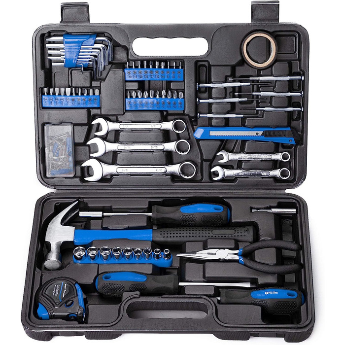 Набір інструментів CARTMAN 148 предметів для дому в пластиковому кейсі, синій