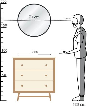 Круглий настінний дзеркало Gold&Chrome: великий, 50x50 см, з гарантією 2 роки. Ідеально для ванної кімнати та макіяжу. Алюмінієвий, декоративний, для дому.