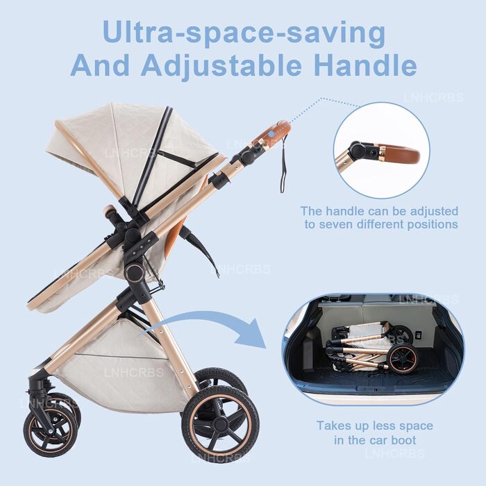 Дитяча коляска 3 в 1, туристична, швидко складається, з фіксацією передніх коліс, сіра (10-V8, візерунок)