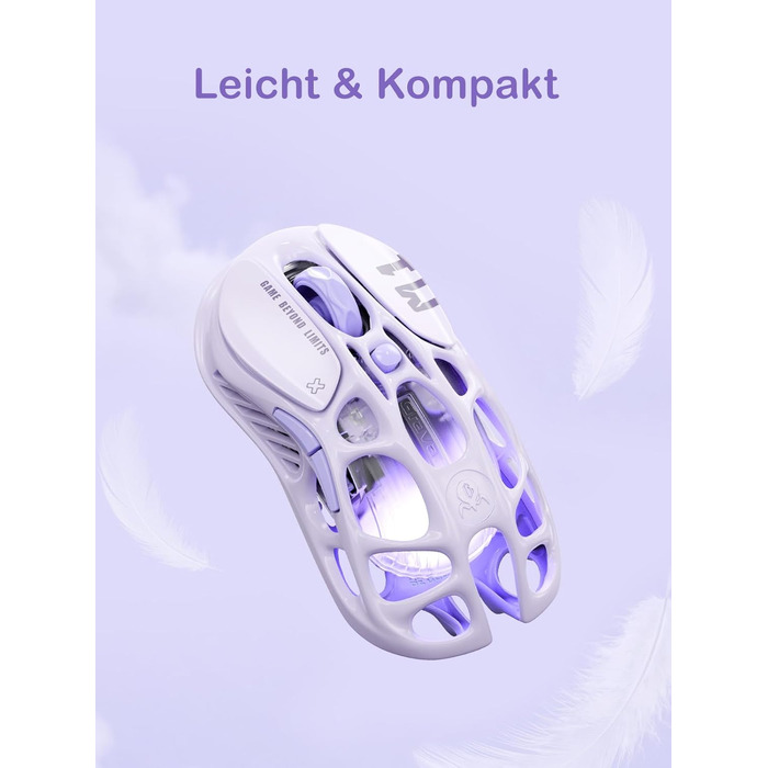 Миша ігрова GravaStar Mercury M1 Pro: 26000 DPI, 4K, PAW3395, 88г, Bluetooth/2.4G, RGB, 5 кнопок – Градієнт Чорний (Фіолетовий)