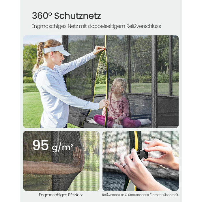 Батут SONGMICS вуличний Ø427 см з захисною сіткою, драбиною та м'якими стійками, чорний