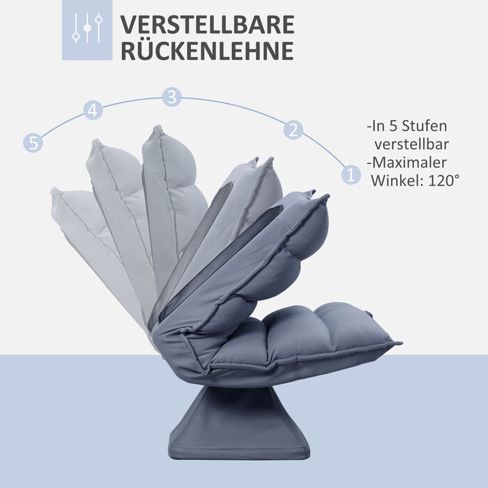 Крісло, поворотне, з регульованою спинкою, з імітацією шкіри, сталевий каркас, сіре, 62 x 70 x 95 см