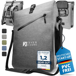 Кофри SEVENRIVERS 3 в 1 - Рюкзак, сумка-кофр і сумка через плече в одному - Водонепроникний і не містить ПВХ - в т.ч. сумка для ноутбука (24 л) (сіра)