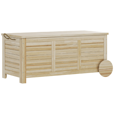Outsunny Cushion Box 185 л Водонепроникний садовий ящик з колесами Дерев'яна погодостійка УФ-стійка подушка Коробка для зберігання Садова скриня для відкритого саду Балкон з натурального дерева | Аосом