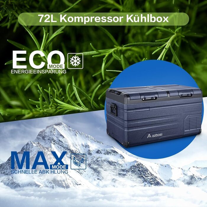 Кемпінгова сумка-холодильник AAOBOSI 72L з WiFi, USB, 12/24/240V -20°C для авто, вантажівки, човна, кемпінгу