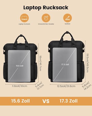 LOVEVOOK Рюкзак для жінок з відділенням для ноутбука 15.6 дюймів, шкільний, для подорожей, університету, бізнесу (17,3 дюйми, чорний)