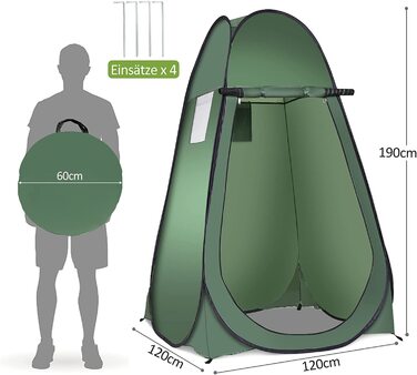 Намет душовий, переносний, 120x120x190 см, зелений, Costway