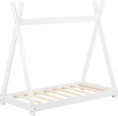 Ліжко дитяче Onejda Tipi, білий колір, 80x160 см, з дерева, en.casa