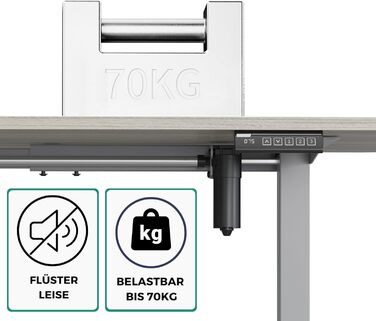 Електричний регульований стіл Albatros UP30, срібний | Металеве підстав'я, ніжки, опори для столу | Підходить для робочих місць середньої ширини
