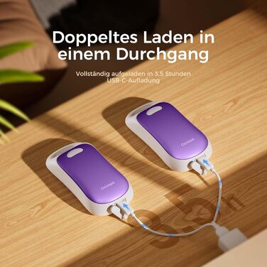 Електричні грілки для рук OCOOPA, 2 шт., водонепроникні IP45, ергономічні, 18 годин тепла, портативні, для активного відпочинку, гольфу, кемпінгу, міста (лавандово-фіолетовий)