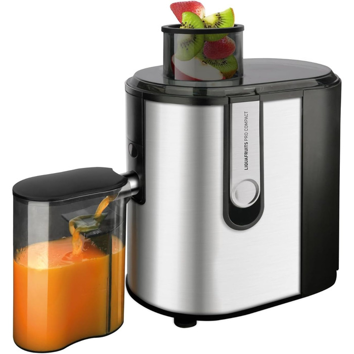 Тaurus Liquafruits Pro Compact - компактний соковичавник з нержавіючою сталлю, 600W, 2 швидкості, 350 мл, 1.2 л, анти-крапельна система