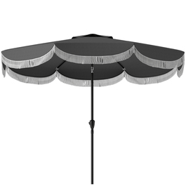 Outsunny Parasol Ø269 см, UV 30+Парасолька Восьмикутний балкон Парасолька Пляжна парасолька Вітрозахисний ринок Парасолька Crank Захист від сонця для пляжу Балконний сад, темно-сірий