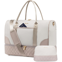 Сумка-мішок LOVEVOOK для подорожей: жіноча дорожня сумка-мішок з відділенням для взуття та мокрих речей, 2 шт. (35л, Beige & Khaki)