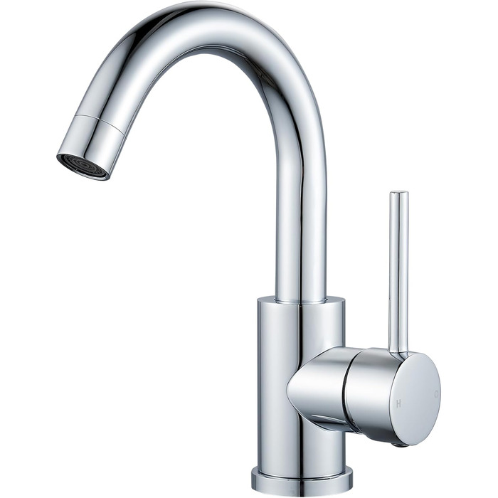 Змішувач для ванної кімнати/кухні 360° з нержавіючої сталі, однорідний, висота виливу 150 мм, щіткова обробка, нікель (хром)