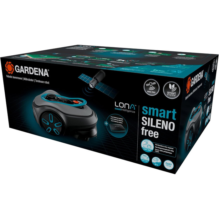 Робот-газонокосачка Gardena Smart Sileno Free Set 600 м²: LONA Intelligence, обрізка по краях, без кабелю, тиха робота, керування через додаток (19921-20)