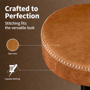 Набір з 2 барних стільців з мікрофібри, з підніжкою, обертаються на 360°, витримують до 150 кг, коричневі