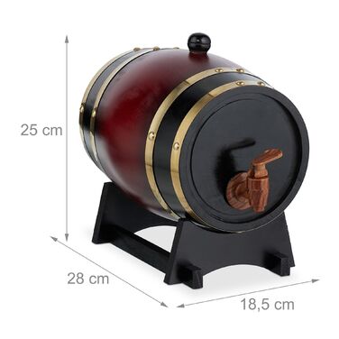 Дерев'яна бочка Relaxdays, об'єм 2,2 літра