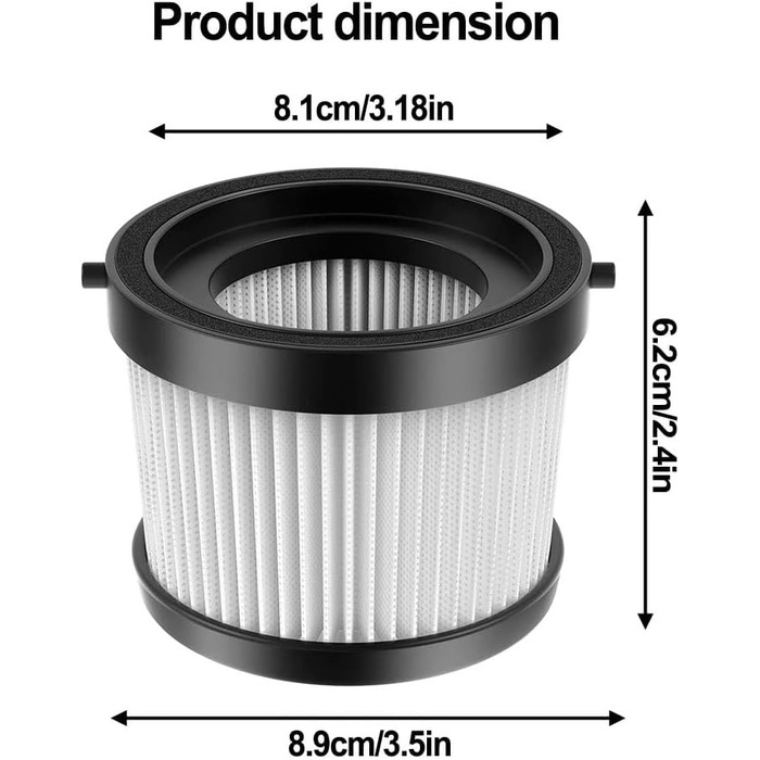 Заміна фільтра HEPA для акумуляторного ручного пилососа DEWALT DCV501HB 20 В, деталі з чорною прокладкою, які можна мити та багаторазово, порівняно з частиною DCV5011H, 4 шт.