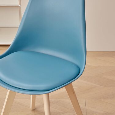 Обідні стільці скандинавського стилю, ретро-дизайн, м'які, для кухні/офісу, з масивних букових ніжок (набір 6 шт., темно-синій)